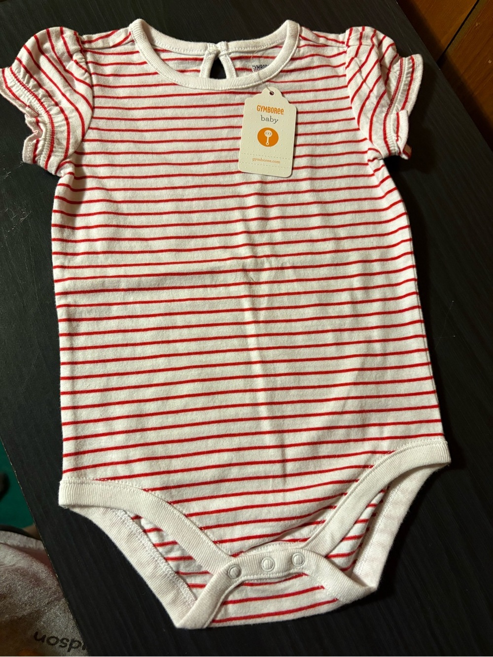 Gymboree White and Red Striped Baby One-Piece Bodysuit